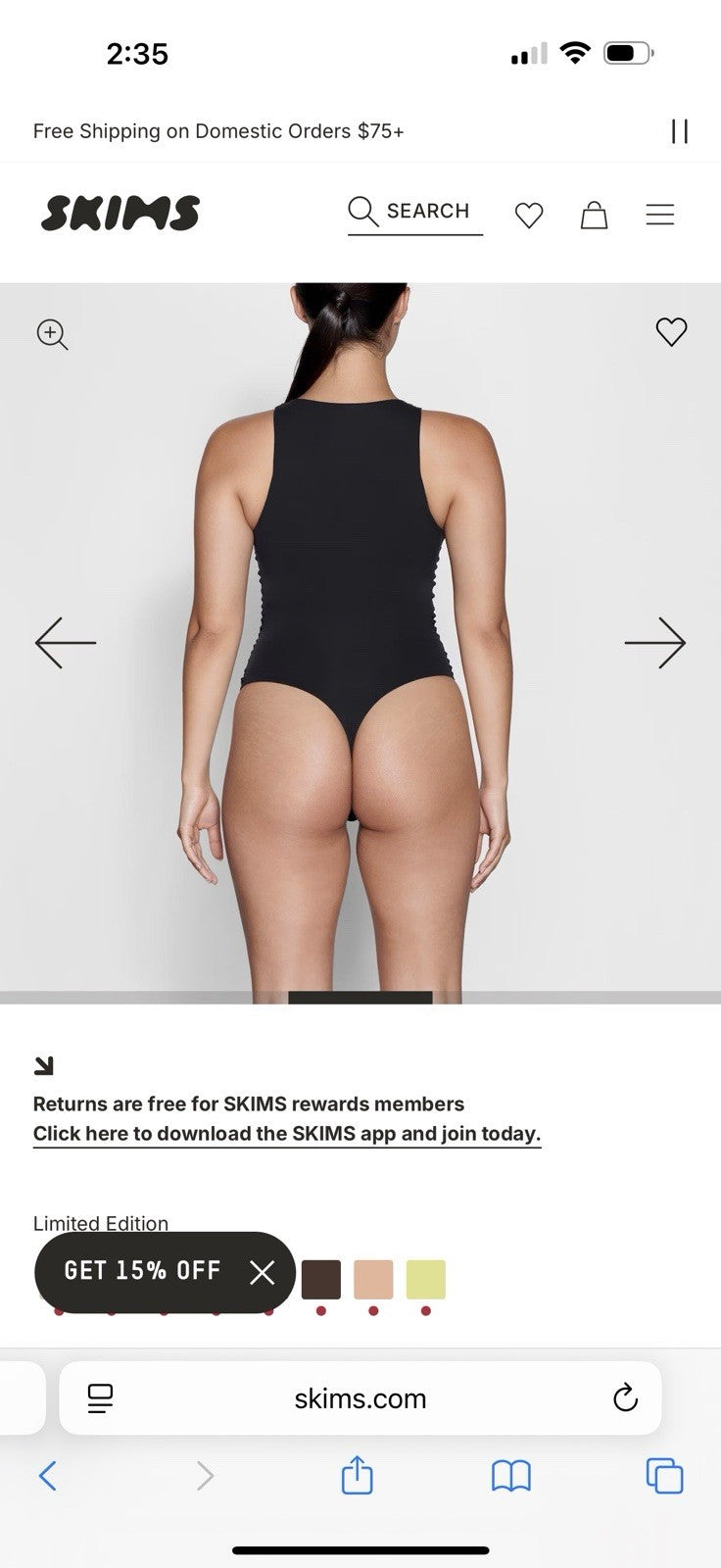 Skims High-Neck Bodysuit Black XXS | Wireless Underwire, Polyamide/Elastane