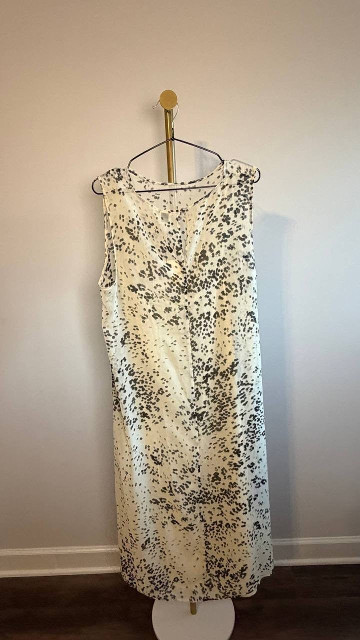 Calvin Klein Sleeveless Printed Midi Dress White Black XL NWT $149