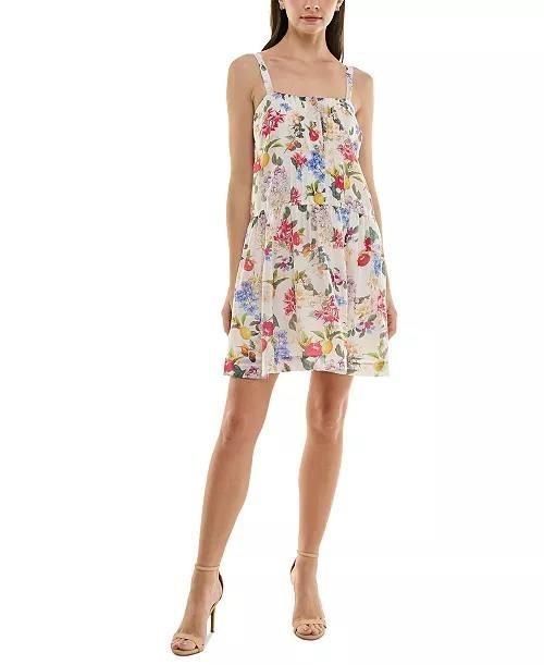 Taylor Petite Printed Pintuck Bodice Sleeveless Shift Dress White 7 NWT $129