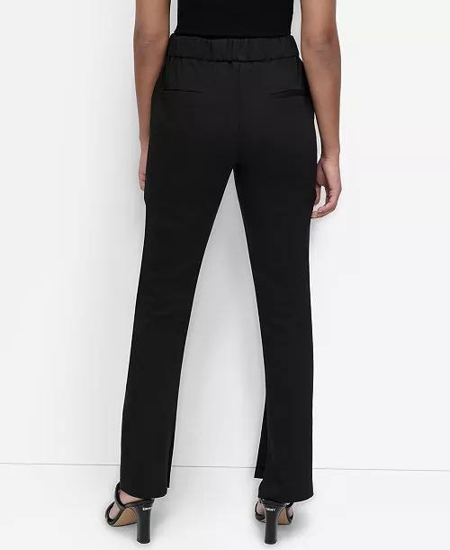 DKNY Split‑Hem Elasticated‑Back Ankle Pants Black 16W NWT $119