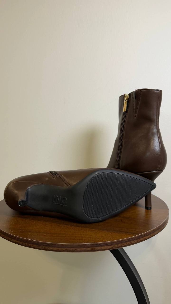 INC Malenee Ankle Boots Size 8.5M Reach Truffle Smooth New No Box msrp $99.90