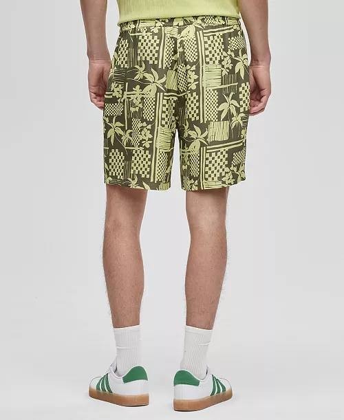 Mode of One Men’s Vacation Palm Pull‑On Shorts Green Relaxed Fit NWT