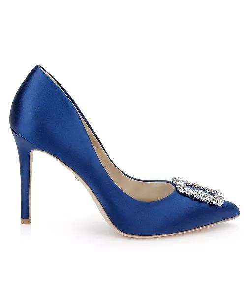 Badgley Mischka Blue Satin Evening Pumps 6M Pre‑Owned w/o Box MSRP $235