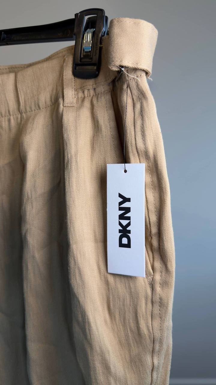 DKNY Weathered Twill Pleated Pants Travertine 12 NWT $99