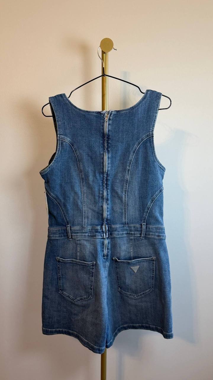 Guess Sunni Sleeveless Stretch Denim Romper Dream Blu Size L NWT $148