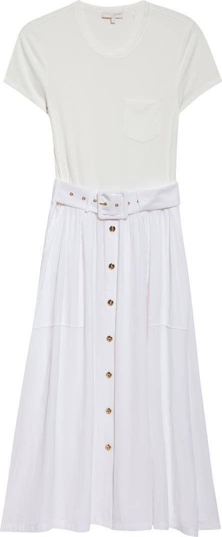Ramy Brook Sylvie Cotton-Blend Midi Dress Ivory Size S with Belt Pockets