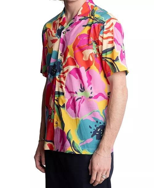 Paisley & Gray Men’s Slim Fit Floral Camp Shirt Short Sleeve S/P $95 NWT