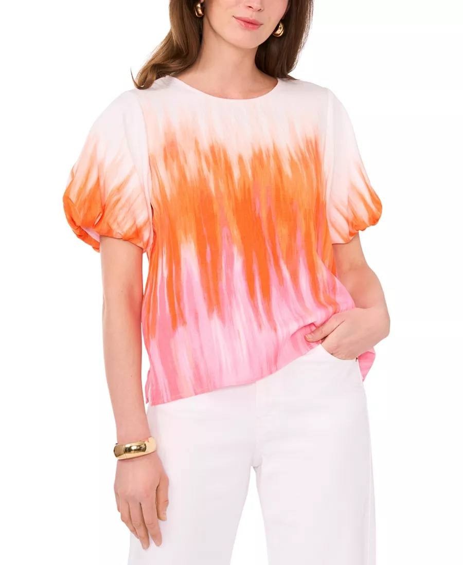 Vince Camuto Tie‑Dye Puff Sleeve Top – Size L – NWT – $89