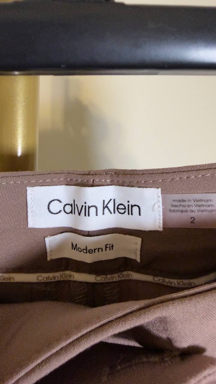 Calvin Klein Modern Fit Tab‑Front Trousers Cocoa 2 NWOT $89