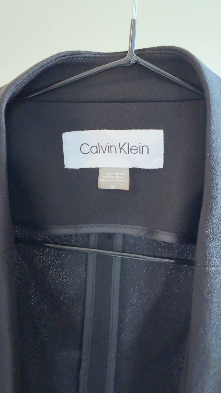 Calvin Klein Asymmetrical Open‑Front Blazer Black 10 NWT $109.98