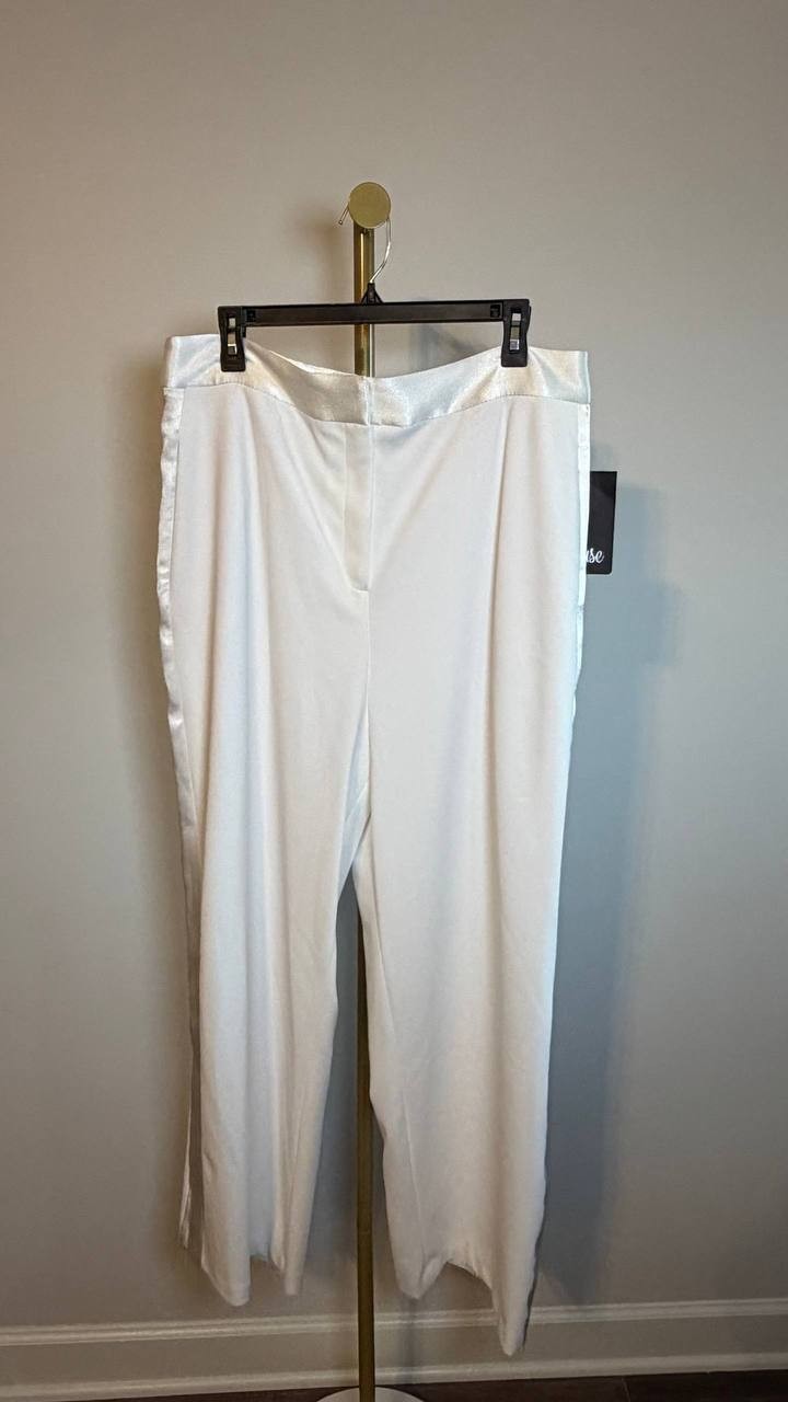 Muse Tuxedo Pants Ivory Stretch Straight Leg Dress Career 16 NWT $99