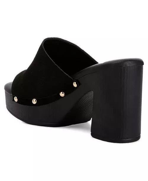 Rag  &  Co  High  Block  Heel  Clogs  Black   8.5  New  $72