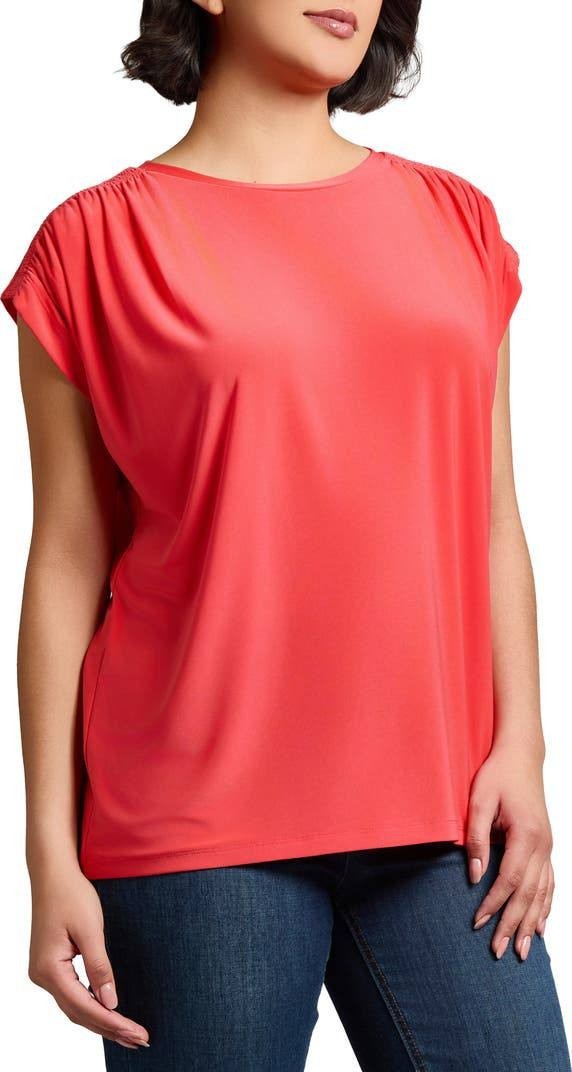 Jones New York Shirred Shoulder Top Rouge M NWT $59.50