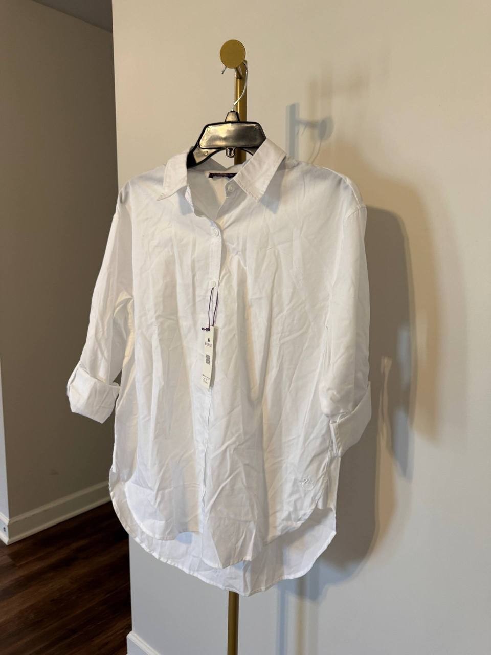Gloria Vanderbilt Alanis Boat‑Neck BLOUSE White SIZE S NWT MSRP$48