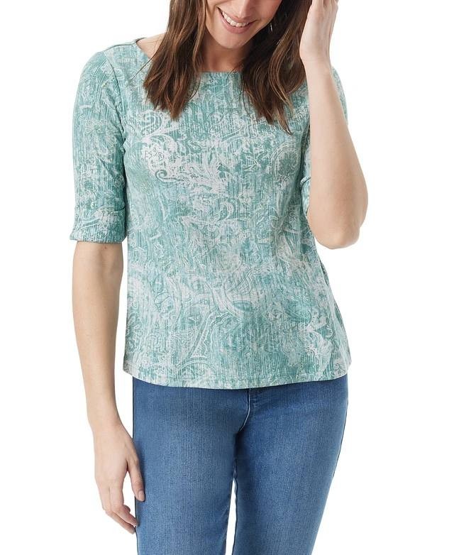 Gloria Vanderbilt Alanis Summer Swirl Paisley Top – BLUE – Size XS–NWT – MSRP$30