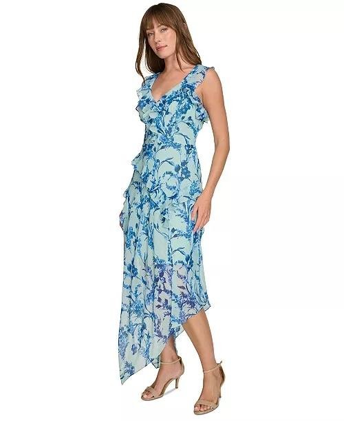 Tommy Hilfiger Provincial Floral Chiffon Dress Blue Multi 14 NWT $139