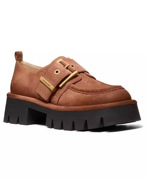 Michael Kors Brown Leather Loafers Size 9.5M Casual Chic Slip-On New in Box