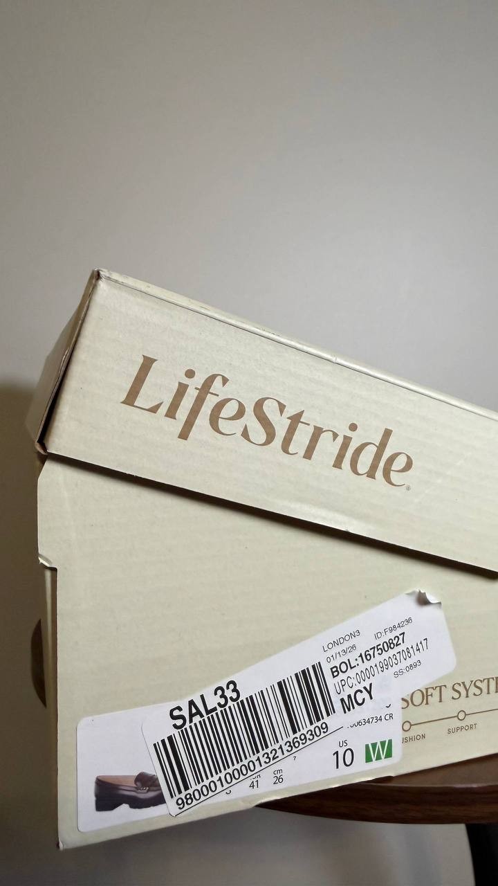LifeStride London Loafers 10W Walnut Brown Lug Sole Penny Slip‑On NIB msrp$89.99