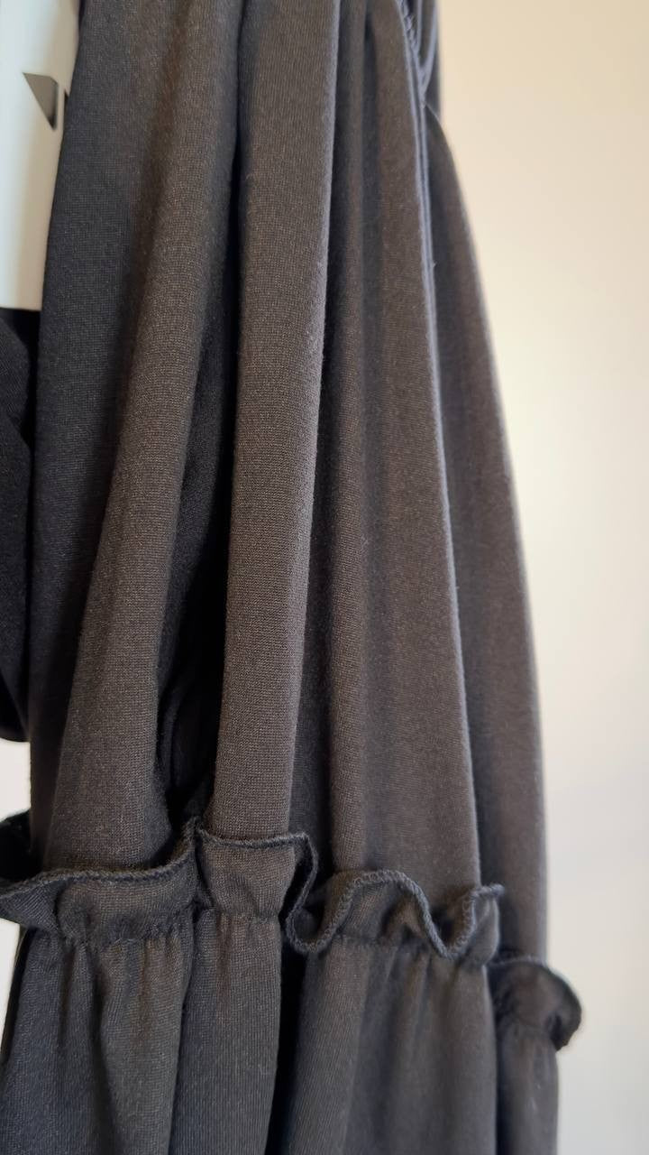 White Mark Square Neck Short Sleeve Tiered Maxi Dress Black M NWT $86
