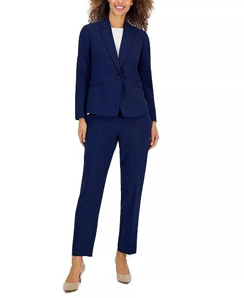 Le Suit Crepe One‑Button 2‑Piece Pantsuit Indigo 10 NWOT $149