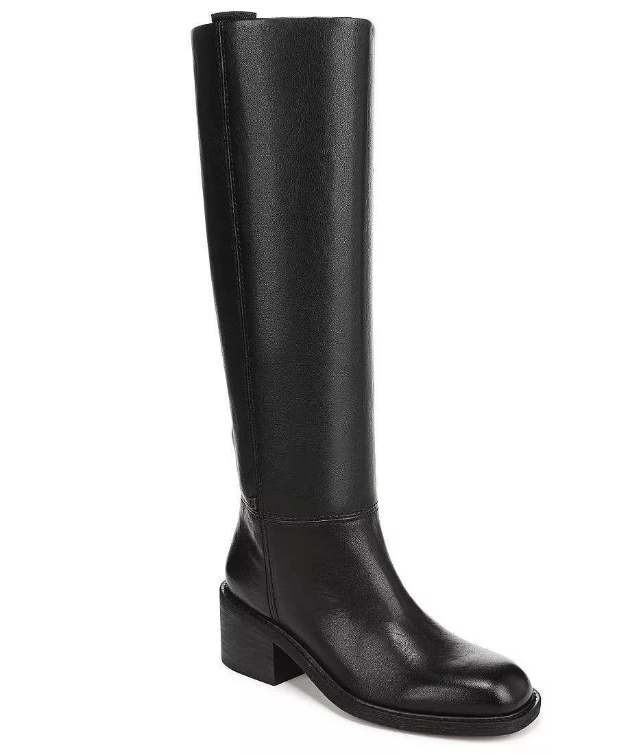 Franco Sarto Niva Boots 11M Black Leather Tall Round Toe Zip New In Box msrp$270