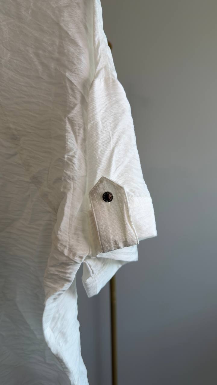 DKNY Women’s Short Sleeve Roll Tab Shirt Ivory L NWT $89