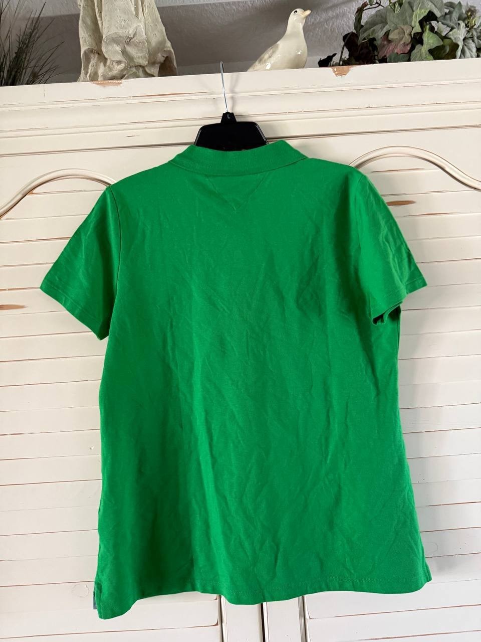 Tommy Hilfiger Women's Bright Green Solid Short-Sleeve Polo Shirt, Size L