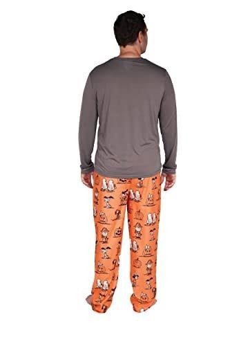Peanuts Halloween Pajama Pants Snoopy Charlie Brown Pumpkin Ghost Print Orange S