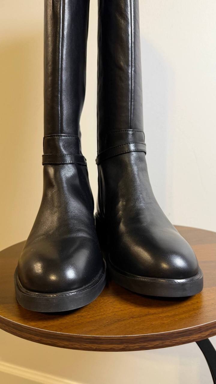 Vince Camuto Adria Boots 9M Black Leather Knee‑High Riding NIB msrp$259
