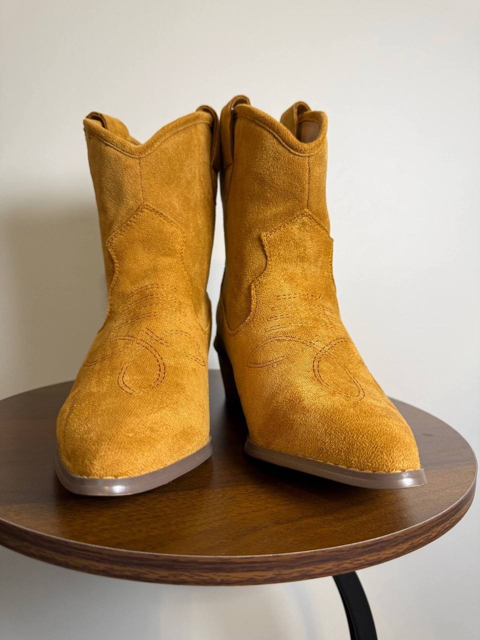 French Connection Carrie Western Boots–Cognac–Size 7.5–Faux Leather–New i Box
