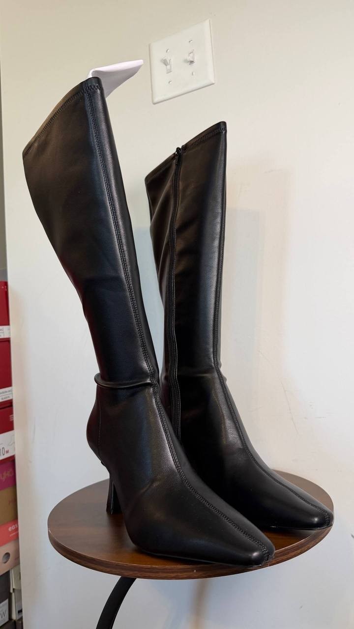 Steve Madden Flute Wide Calf Knee High Dress Boots Black 11M Man‑Made $129 NWB