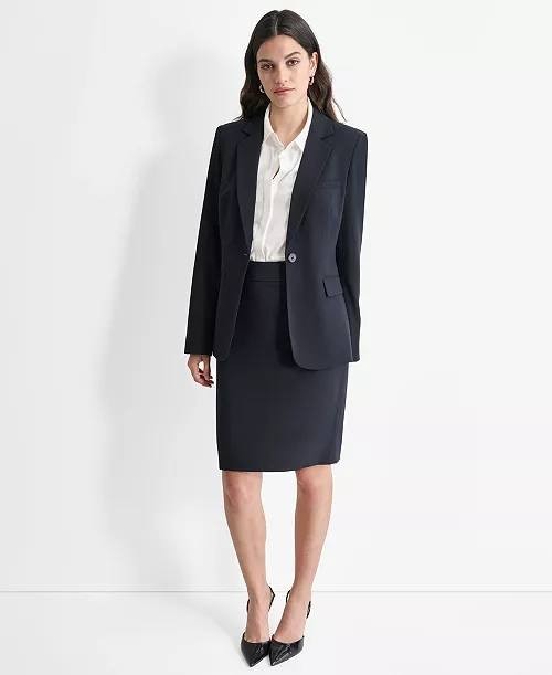 DKNY Women’s Single‑Button Long‑Sleeve Notch‑Lapel Blazer Black 6 NWOT $120