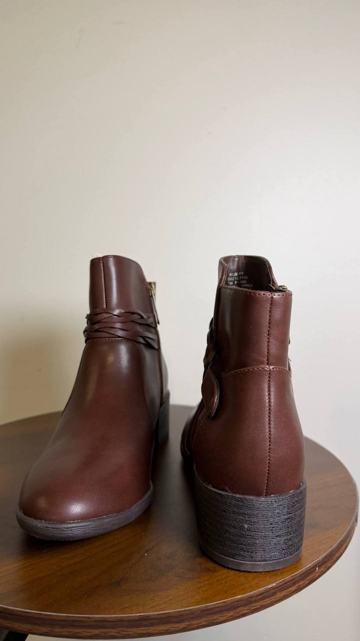 Style & Co Rubyyy Almond Toe Belt Booties Dark Roast Women’s 7M NWB $79.90