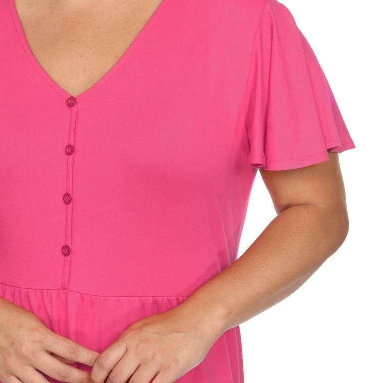 White Mark 2XL Tiered V-Neck Dress NWT Fuchsia Flutter Sleeve Plus Size