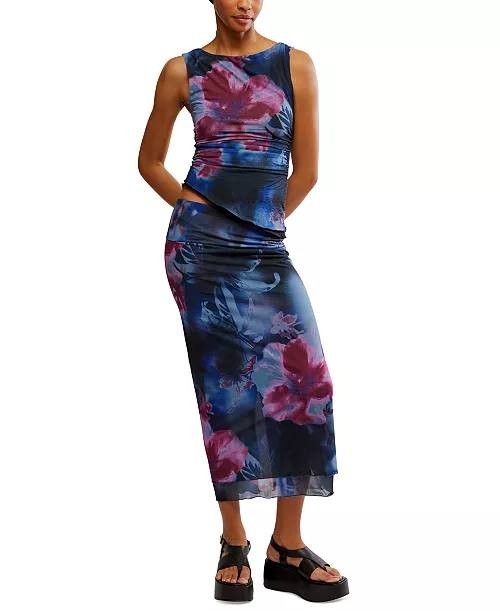 Free People Sunset Mesh Floral Maxi Skirt – Size SP – NWT