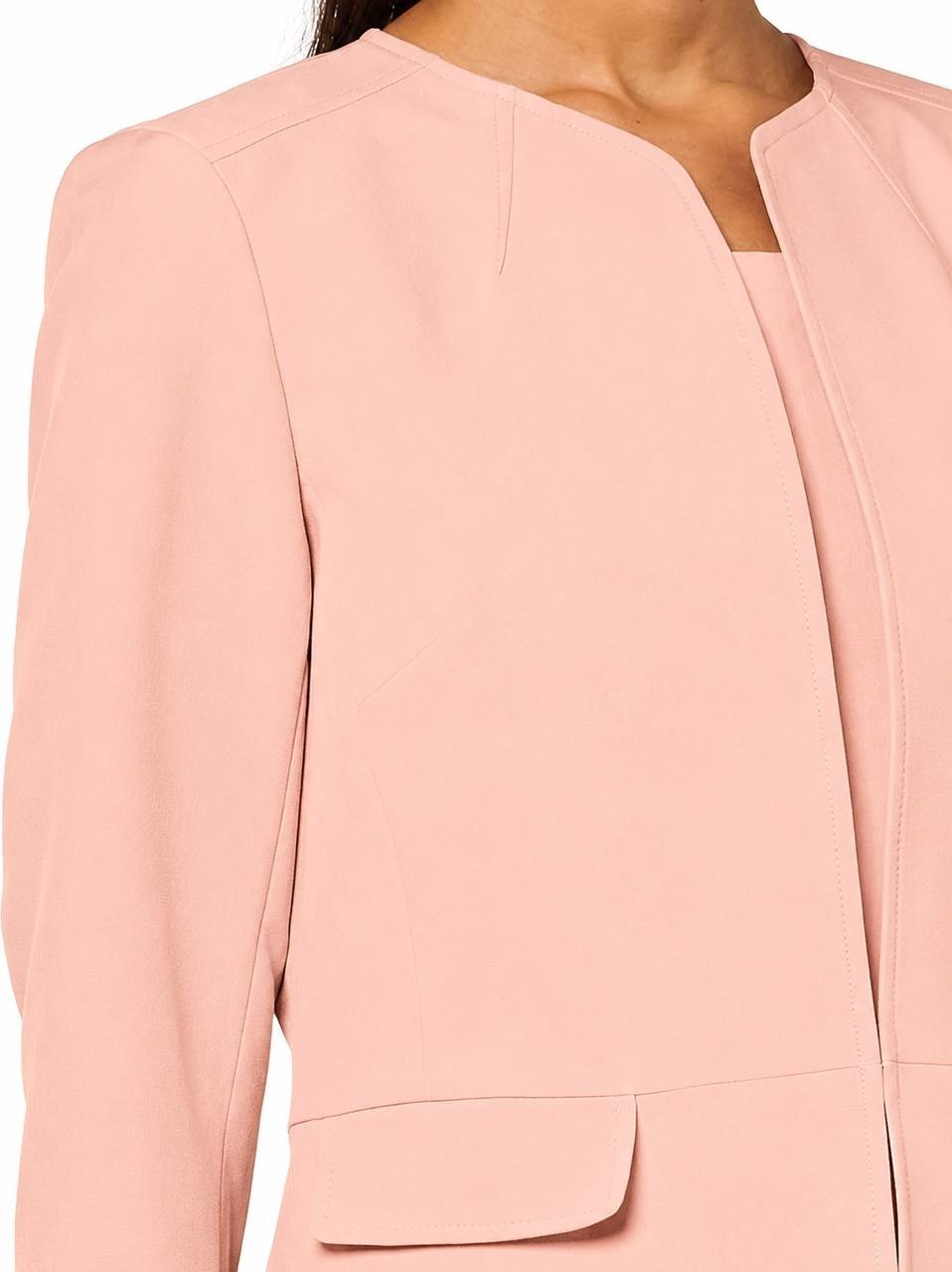 Le Suit Collarless Hook‑and‑Eye Jacket Dusty Rose 10P NWT