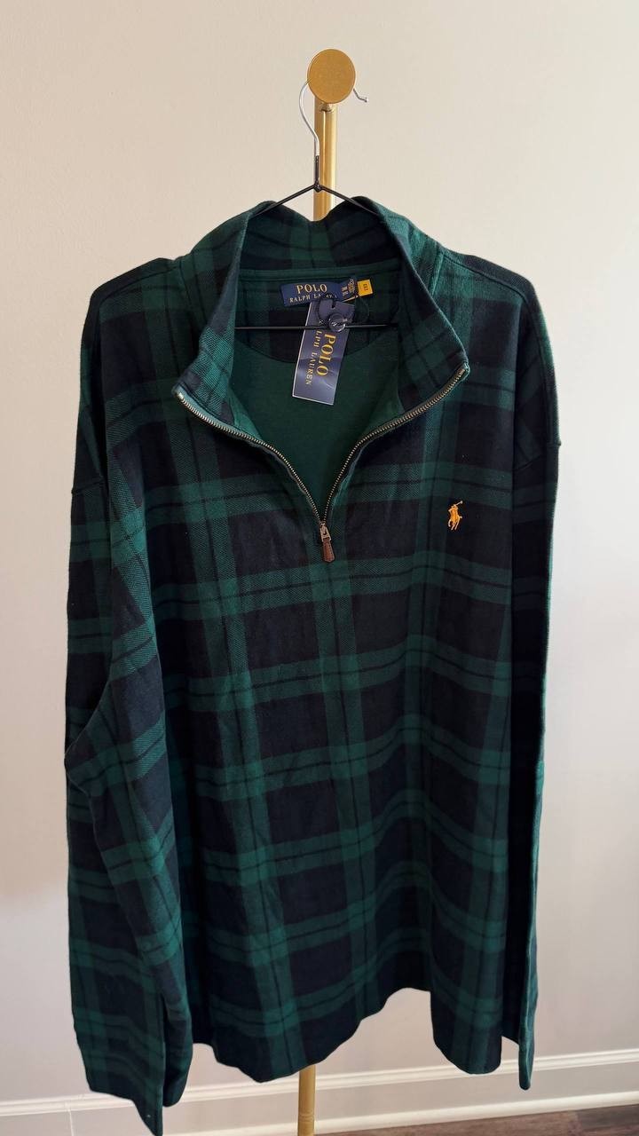 Polo Ralph Lauren Big & Tall Estate‑Rib Quarter‑Zip Pullover Green 3XB NWT $145