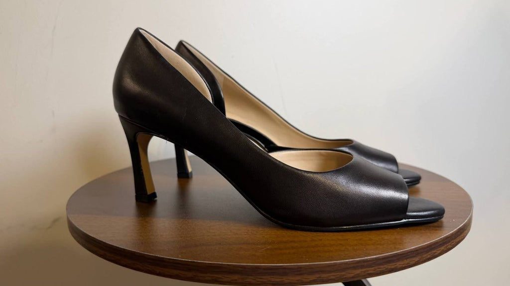 Giani Bernini Valorr Pumps 8M Black Leather Peep Toe d’Orsay NIB msrp$89.50