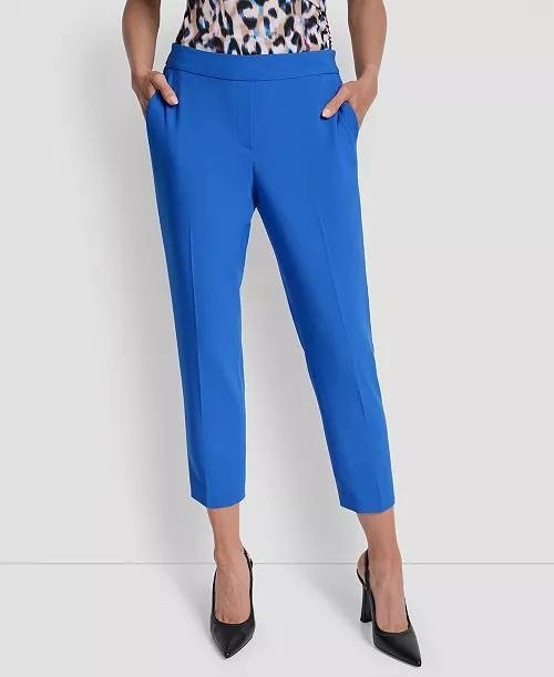 DKNY Straight-Leg Ankle Pants – Size 10 – NWT – Classic Blue Mid-Rise Stretch