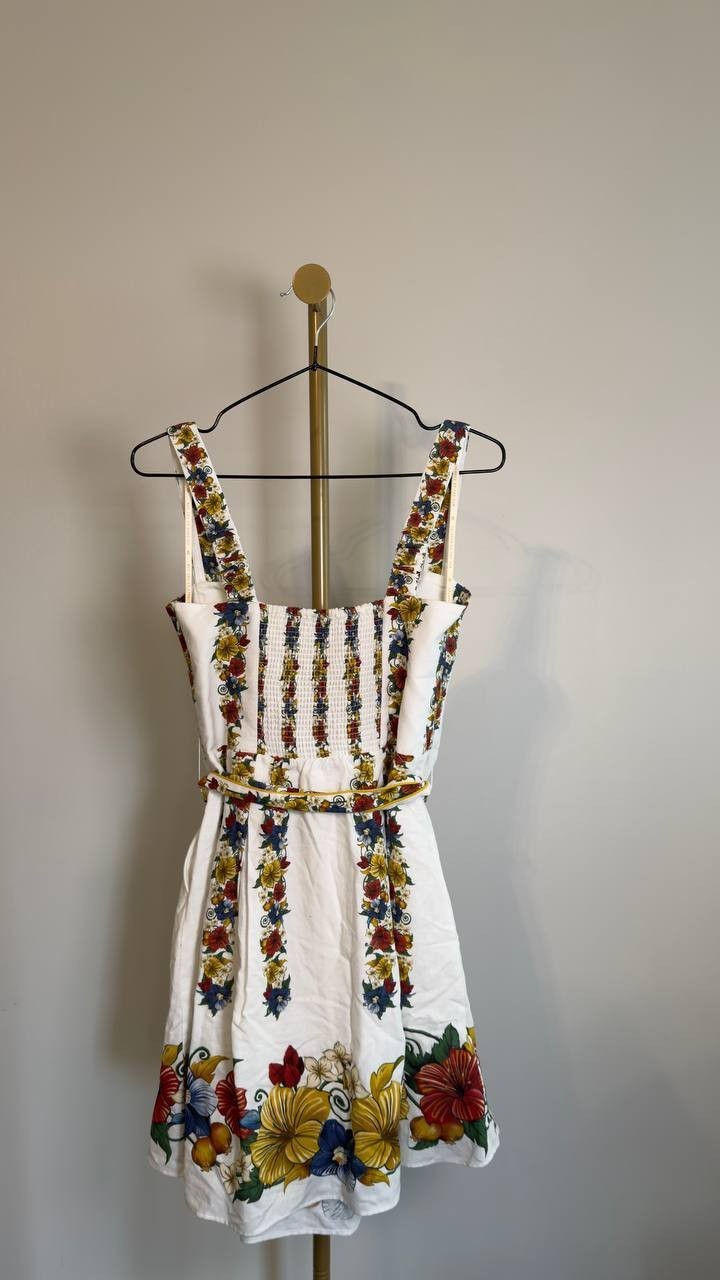 FARM Rio Belted Mini Dress Tropical Off White Size M NWT $230