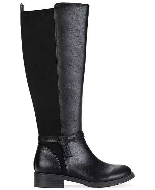 Style & Co Verityy Block Heel Boots Black 6.5M Microfiber Man‑Made $99.90 NWB