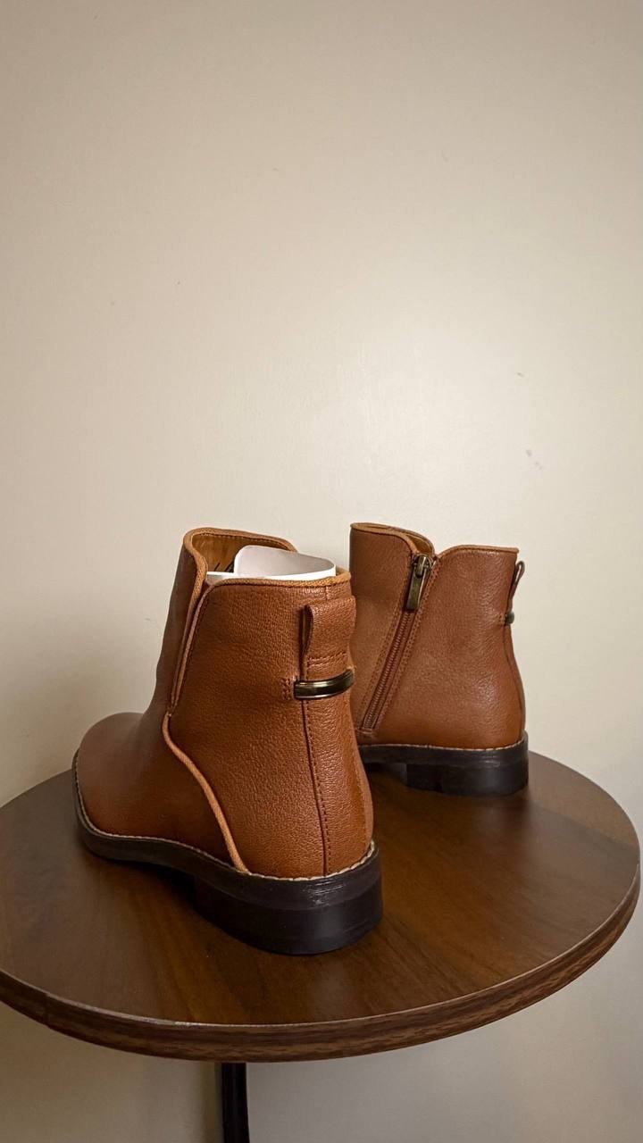 Franco Sarto Leather Booties 5M Cognac New in Box MSRP $190