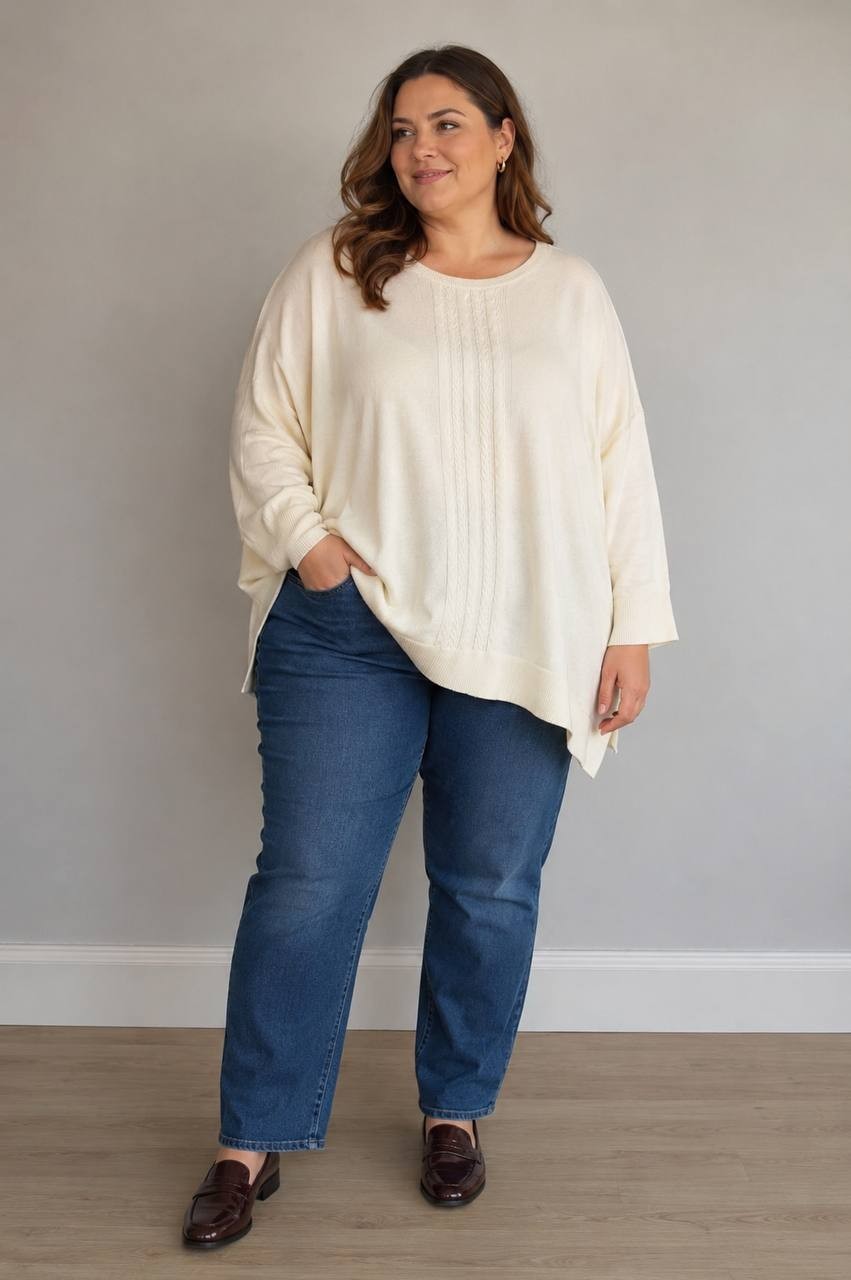 Melissa Paige Cable‑Knit Sweater Papyrus 3X NWT $51.50