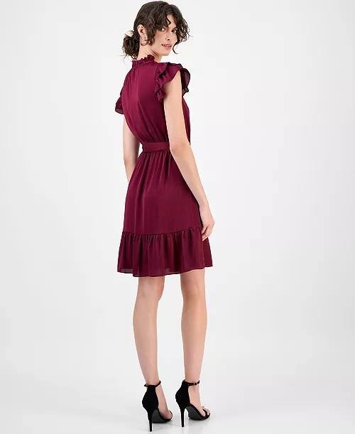 Anne Klein Flutter‑Sleeve Tiered Dress Chianti XS NWT $139