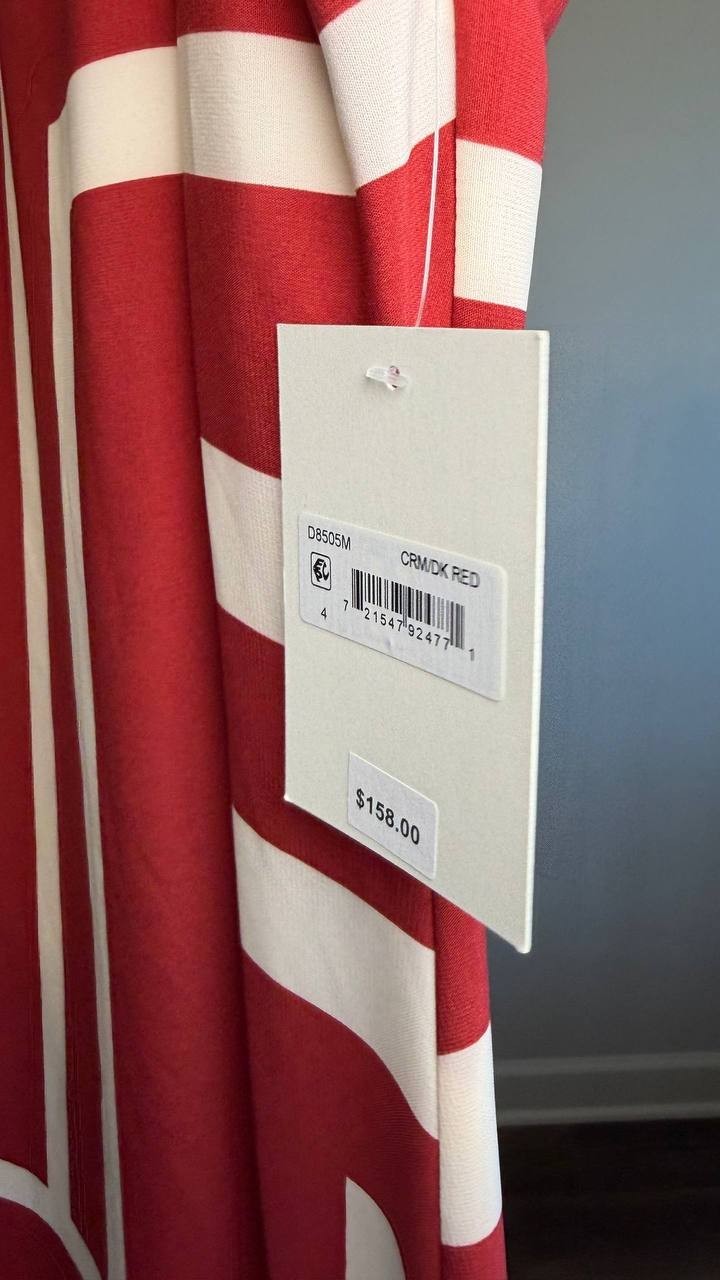 Donna Morgan Crewneck Midi Dress Cream/Dark Red 4 NWT $158
