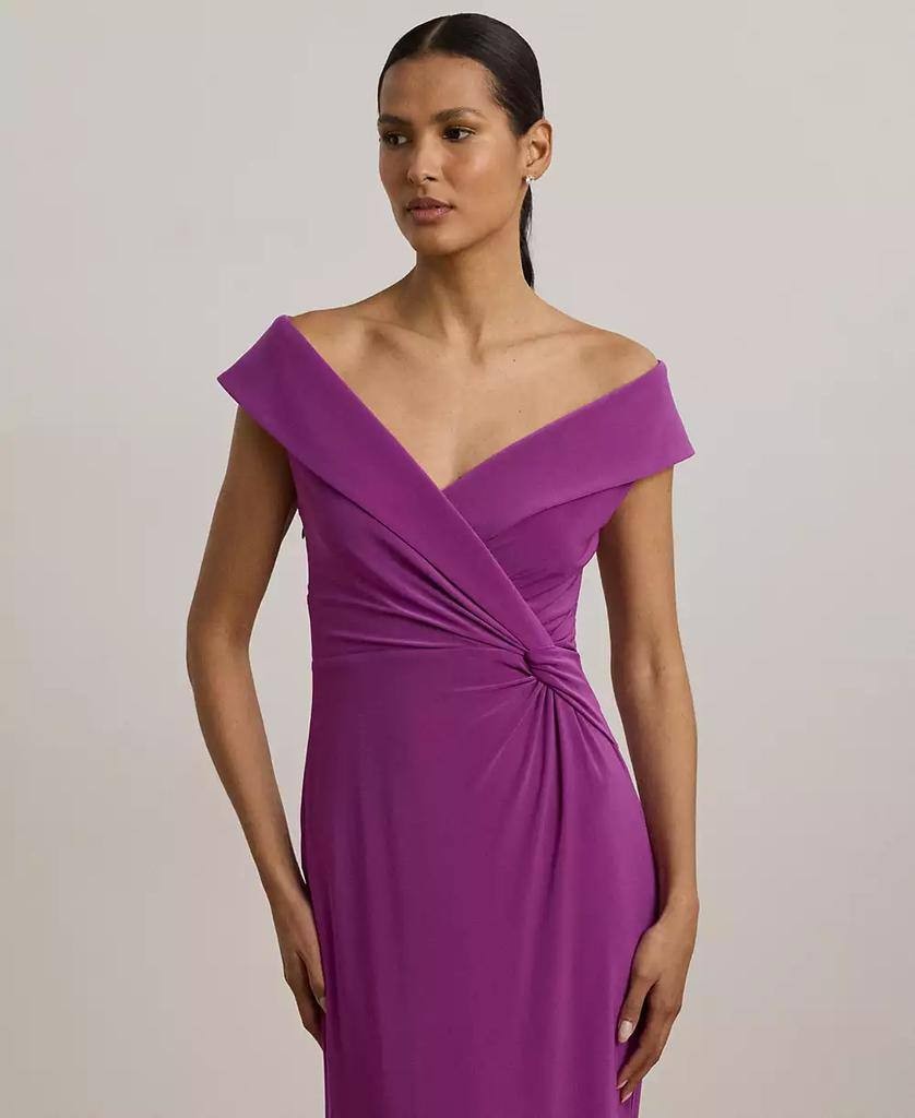 Lauren Ralph Lauren Off‑Shoulder Jersey Gown Purple Dawn 12 $225 NWT