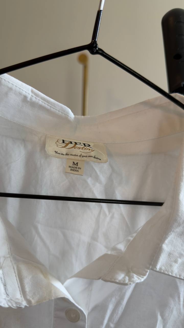 Her Destiny White Button-Front Tiered Dress Belted M NWT $118