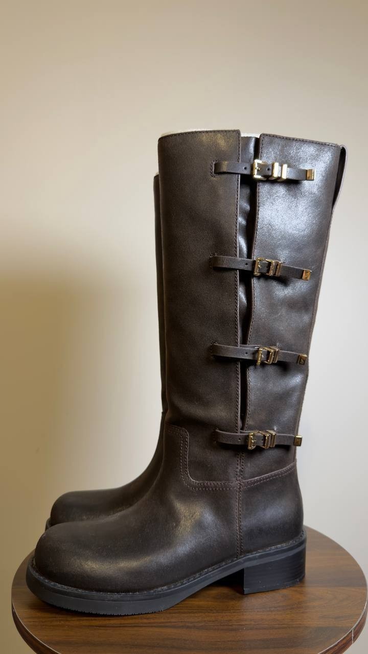 Michael Kors Block Heel Boots Chocolate 8 M New $295.00