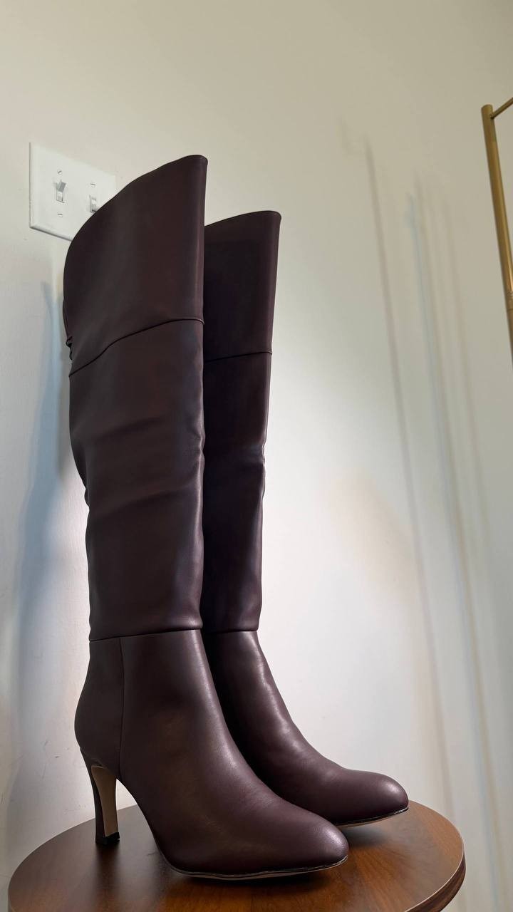 Madden Girl Decode Over‑The‑Knee Dress Boots Burgundy 9 Man‑Made $110 NWB