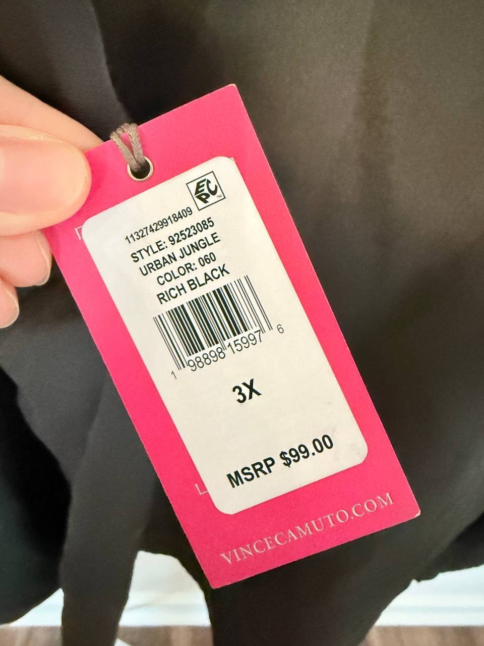 Vince Camuto Plus Size V‑Neck Contrast‑Trim Tunic Top – Size 3X – NWT